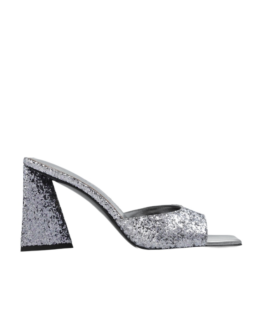 Attico Mini Devon 85mm Glittered Sandals In Gray