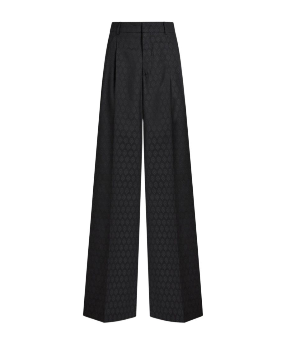 Etro Patterned-jacquard Wool Trousers In Black