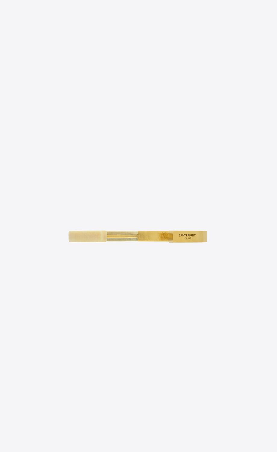 Saint Laurent Duet Debossed-logo Bracelet In Yellow