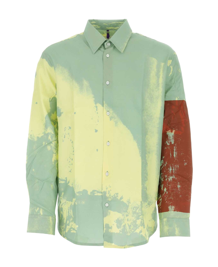 Oamc All-over Print Button-up Shirt In Green