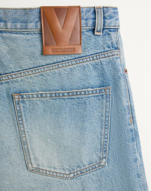 Valentino Straight Trousers With Belt Loops And Five Pockets In Blue