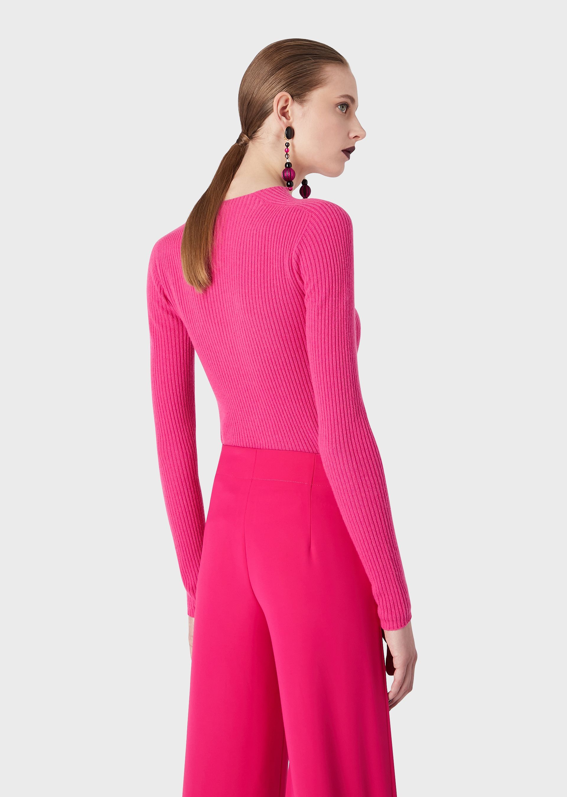 Giorgio Armani Rib Cashmere Sweater In Pink
