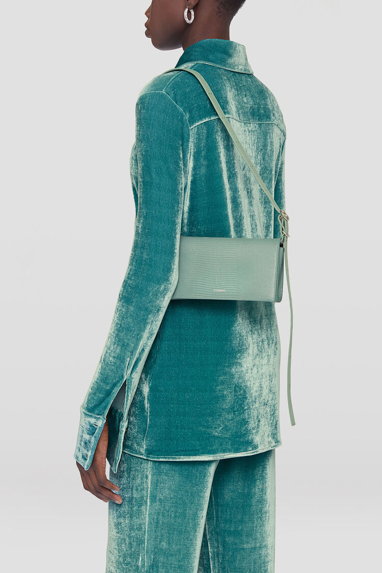 Jil Sander All-day Lizard-skin Effect Crossbody Bag In Gray