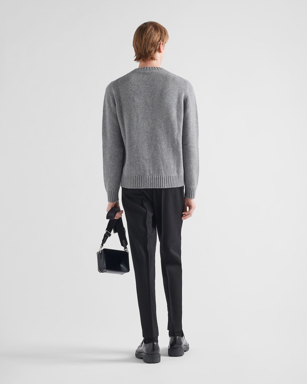Prada Wool And Cashmere Crew-neck Sweater In Gray