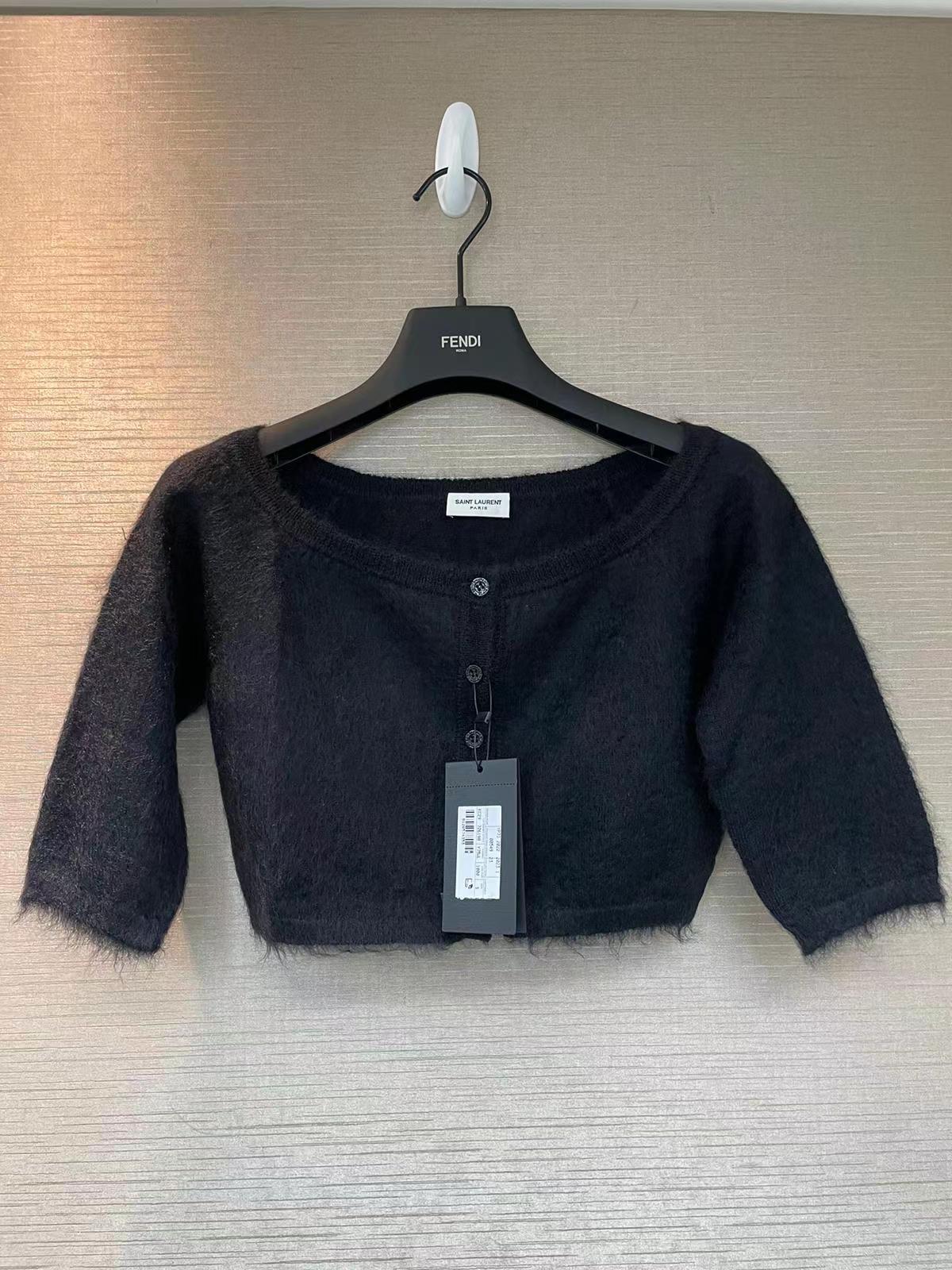 Saint Laurent Button Sweater In Black