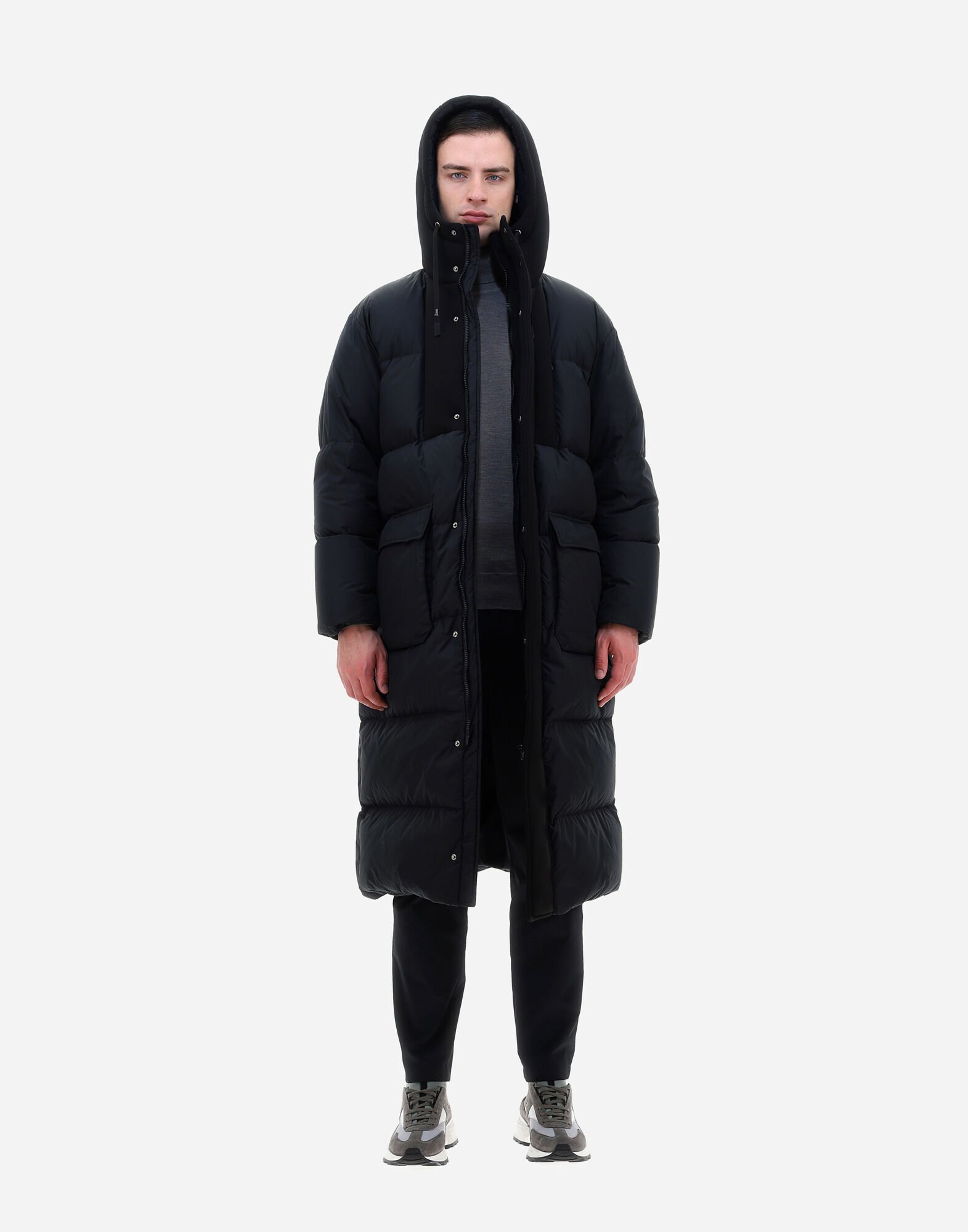 Herno Long-sleeved Hooded Cotton Suit In Black