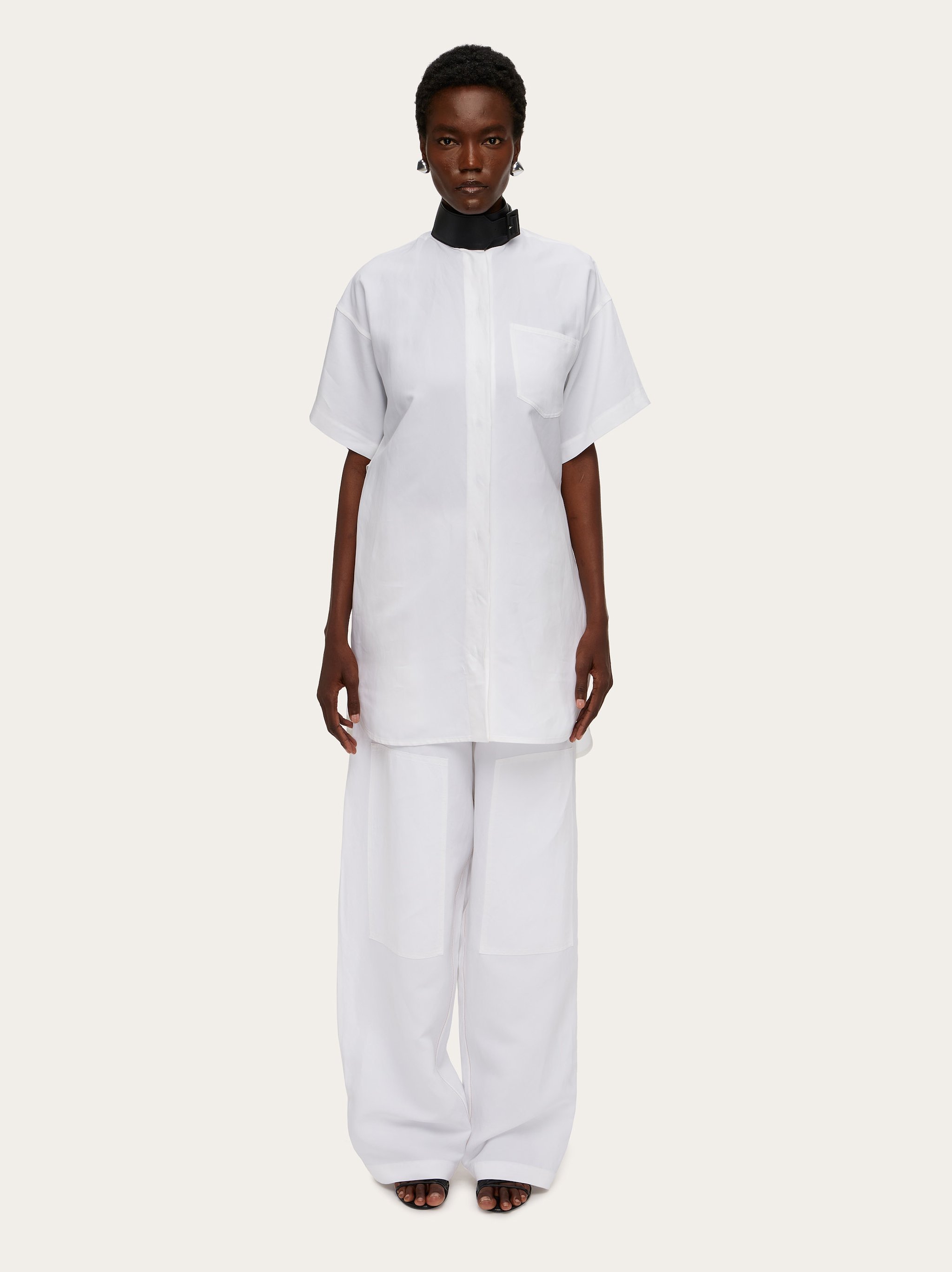 Shop Ferragamo Rope Wide-legged Casual Trousers In White