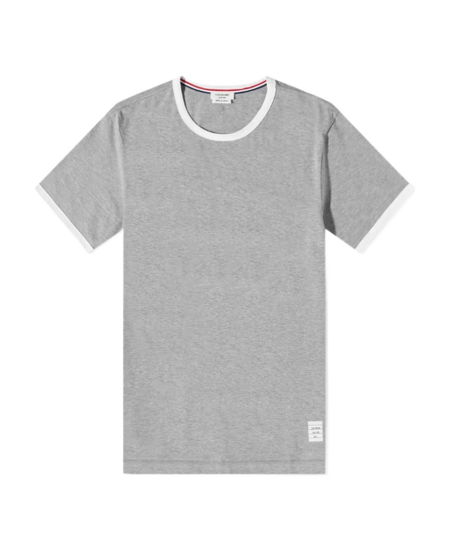 Thom Browne Ringer T-shirt Medium Weight Jersey In Gray