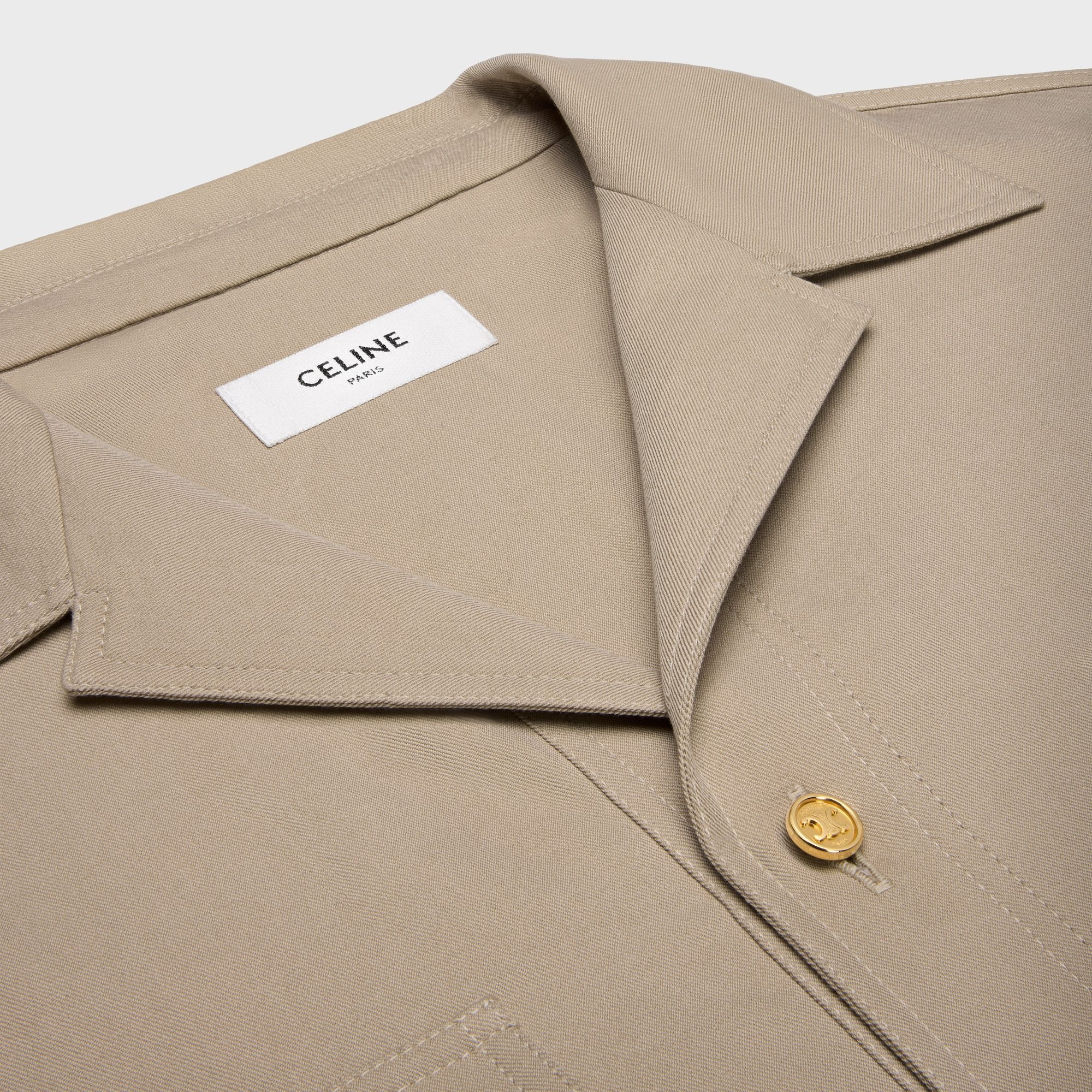 Celine Saharienne Dress In Cotton Gabardine In Neutral