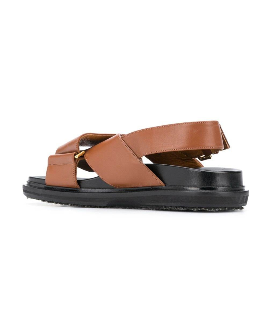 Marni Leather Fussbett Sandals In Black