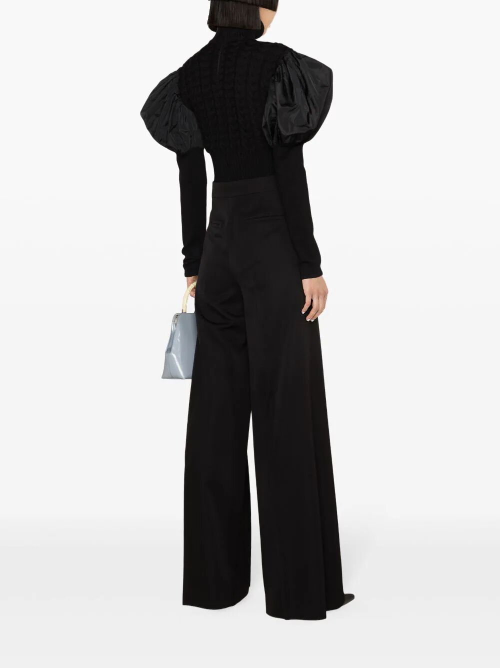 Max Mara Black Wide-leg Tailored Virgin Wool Trousers In Black