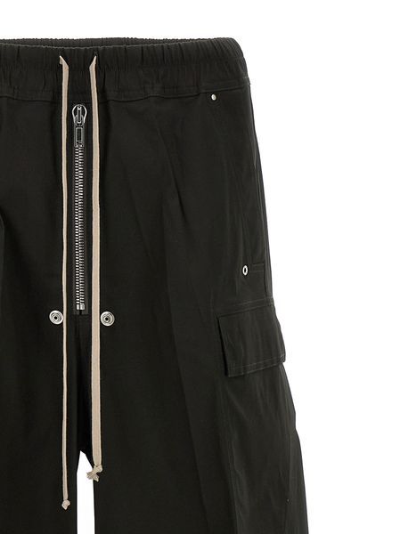 Rick Owens Mens Cargobelas Flared Wide-leg Relaxed-fit Woven Trousers Black In Black
