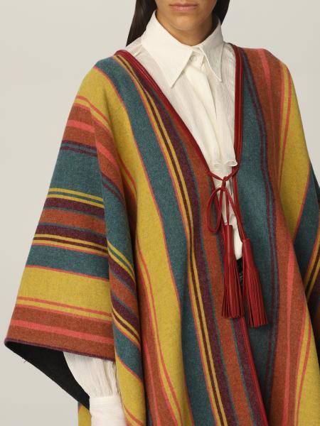 Etro Mantel Striped Wool Cloak In Multicolor