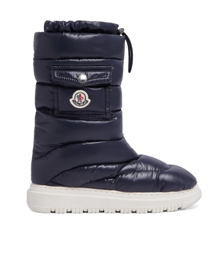 Moncler Logo Patch Padded Snow Boots In Blue