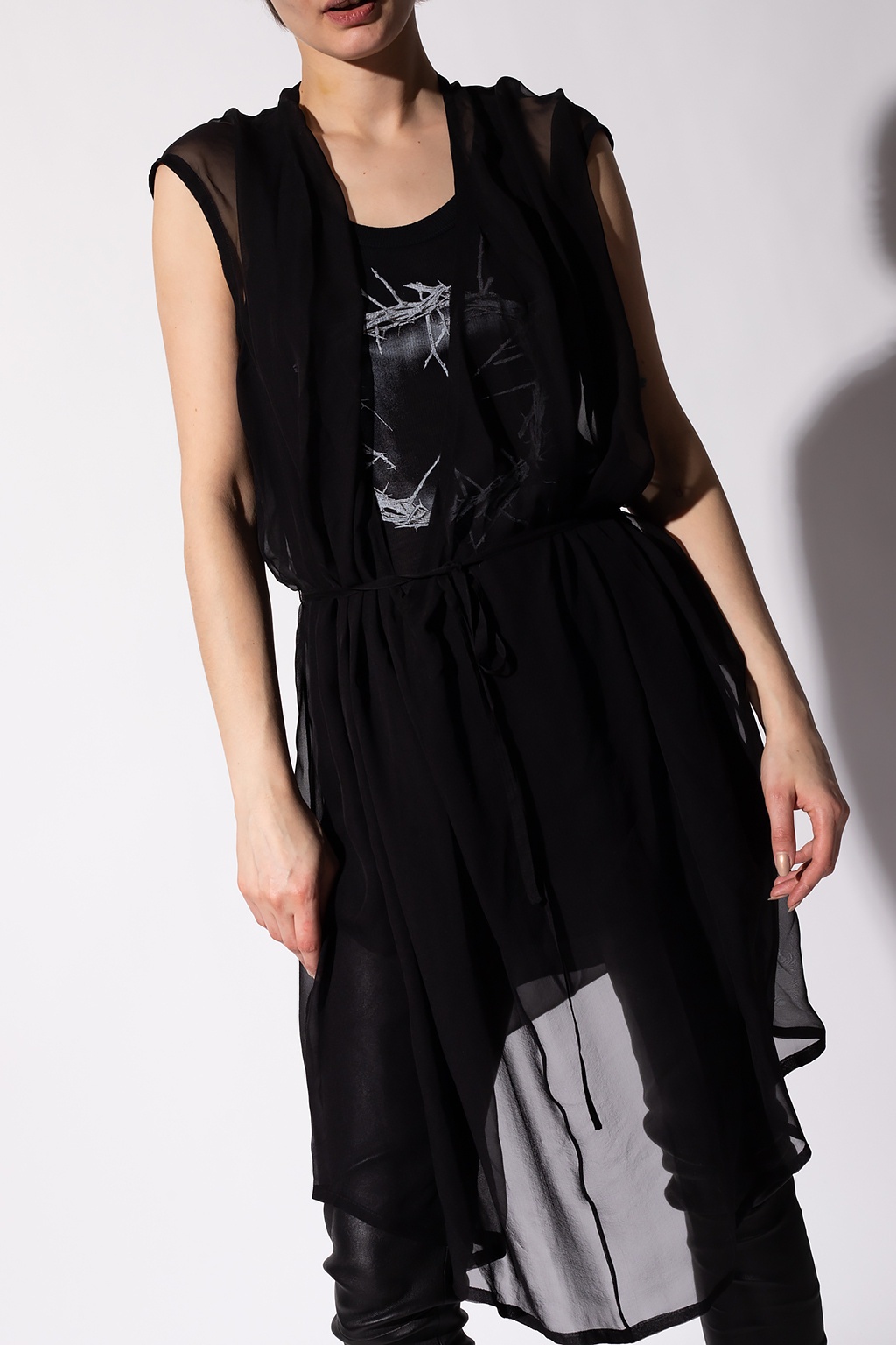 Shop Ann Demeulemeester Sheer Panel Shift Dress In Black