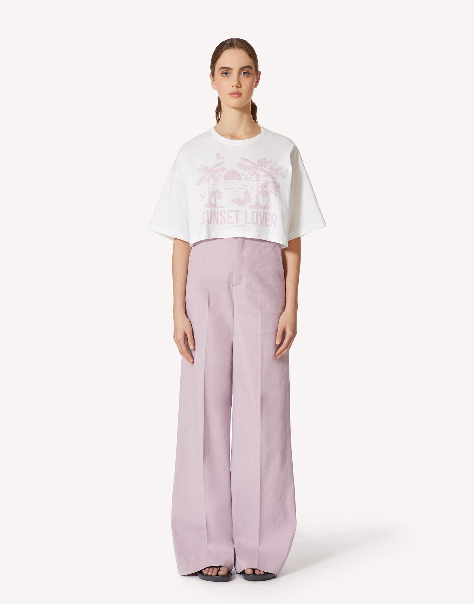 Red Valentino Wide-legged Casual Pants In Pink