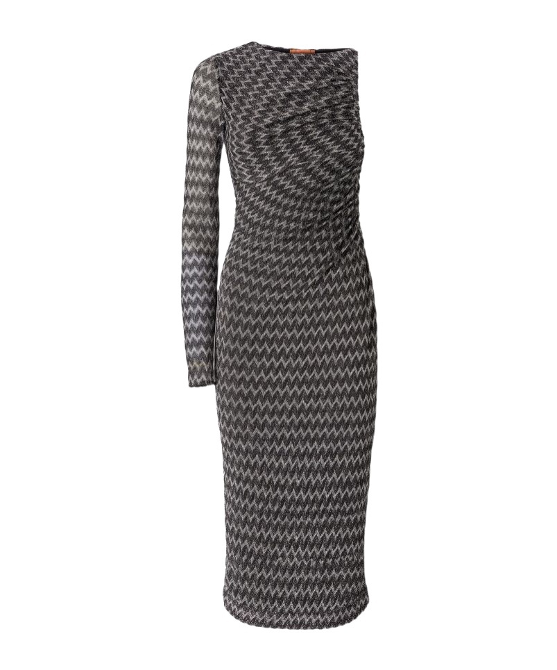 Missoni One Shoulder Dress In Black