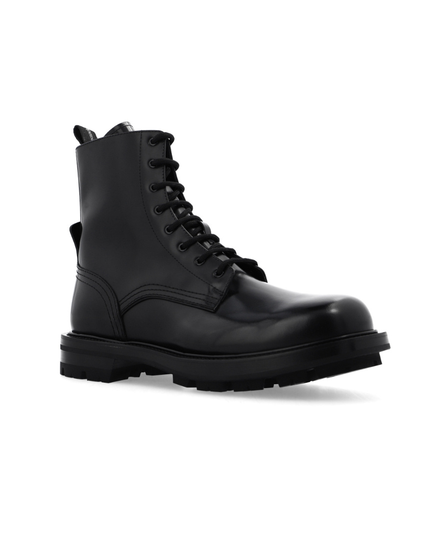 Alexander Mcqueen Leather Boot In Black