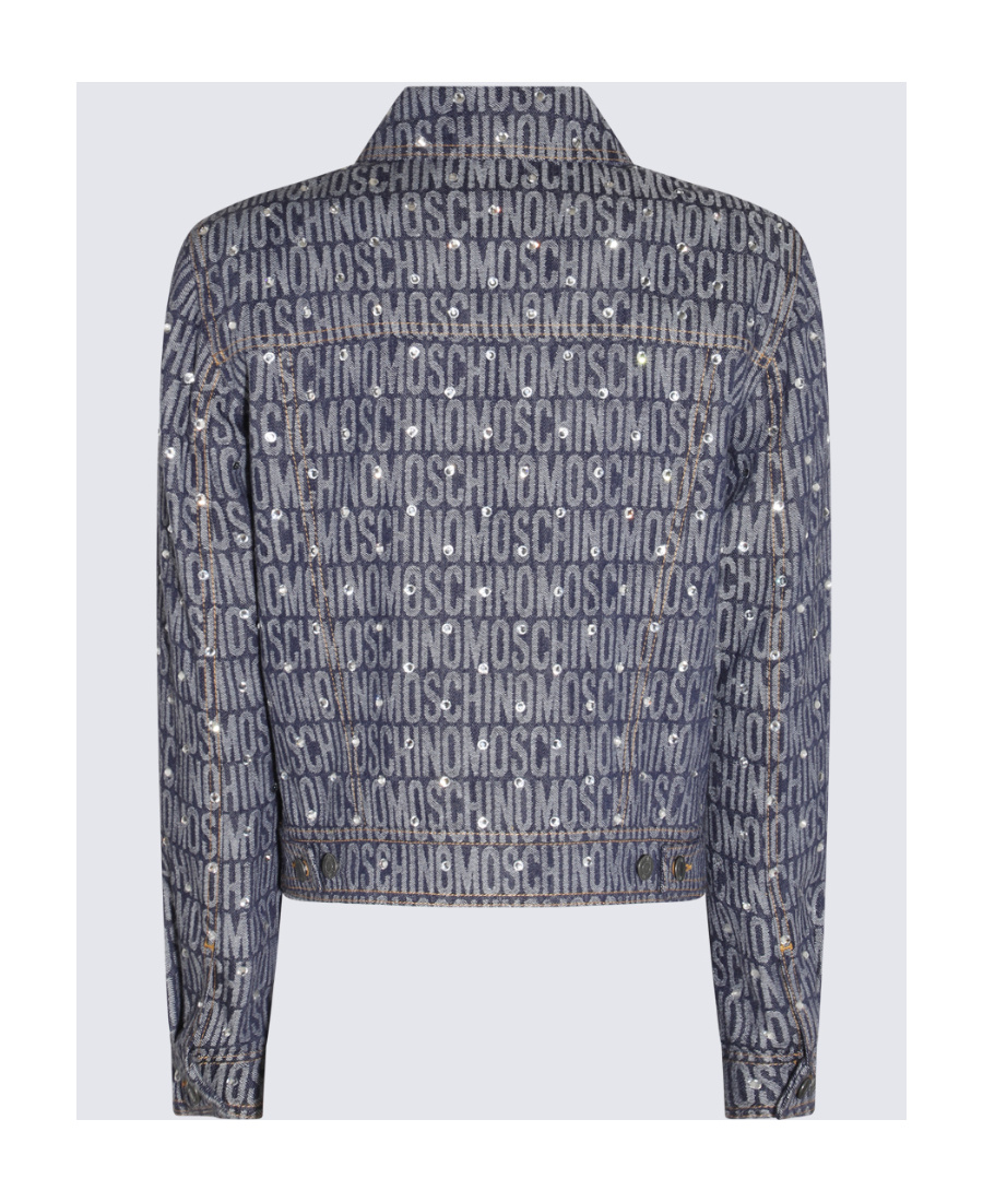 Moschino 'studded Collar' Jacket With Pockets In Gray