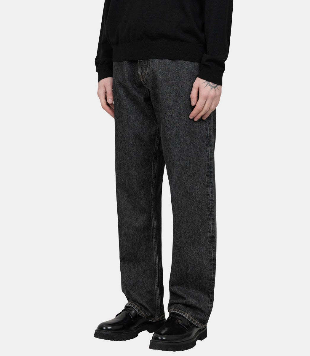 Sunflower Classic Straight-leg Black Cotton Jeans With Button Fly And Five-pocket Design In Black
