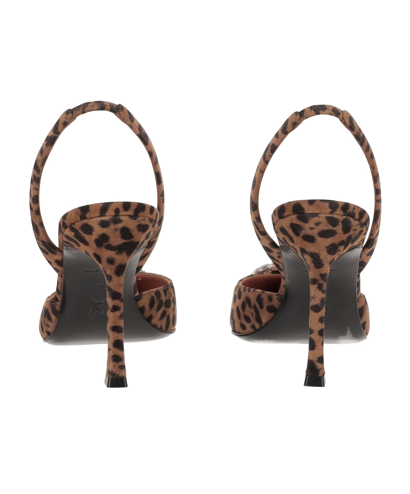 Amina Muaddi Leopard Print Slingback Heels In Animal Print