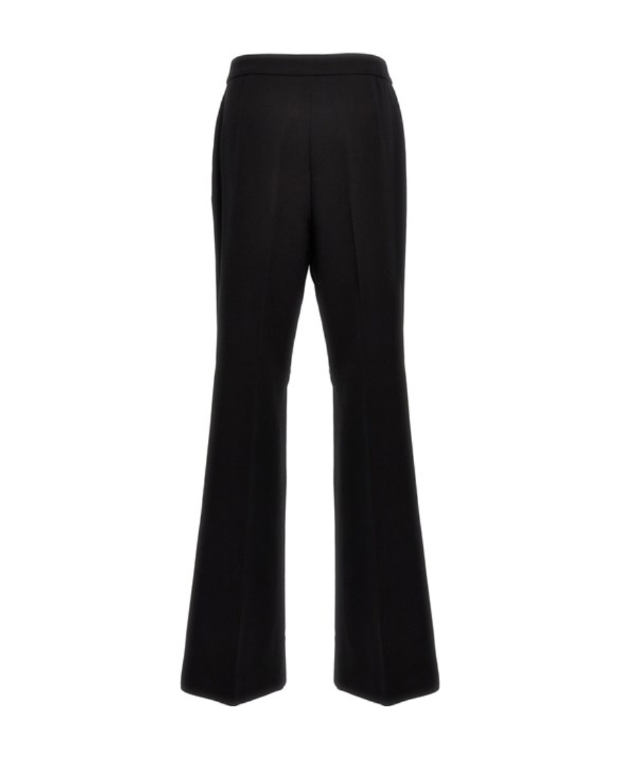Moschino Wide-leg Wool Blend Crepe Pants With Central Pleat In Black