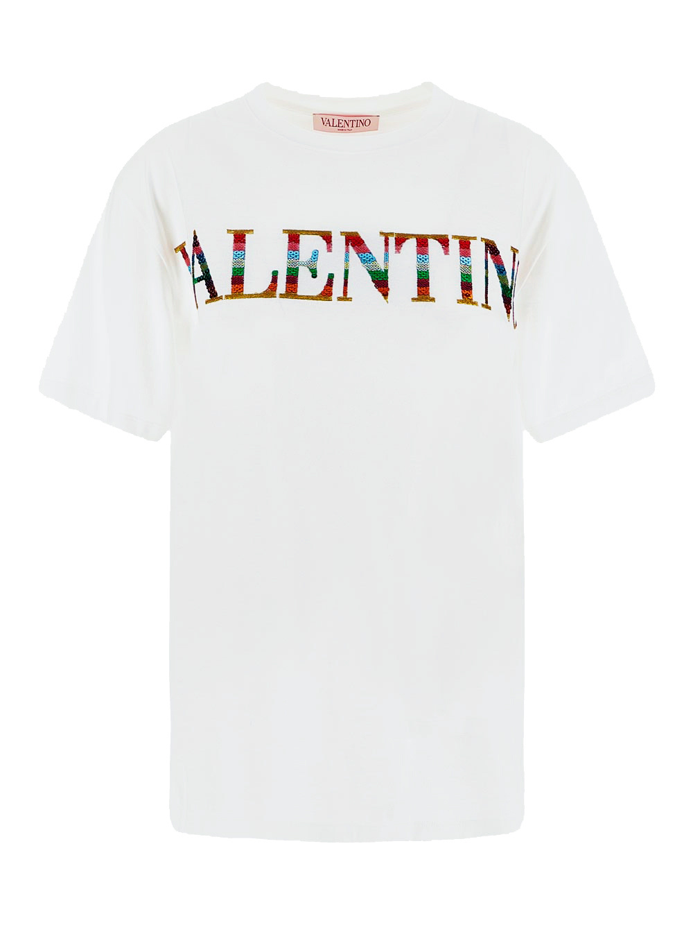 Valentino Sequin-embellished Embroidered Cotton-jersey T-shirt In White