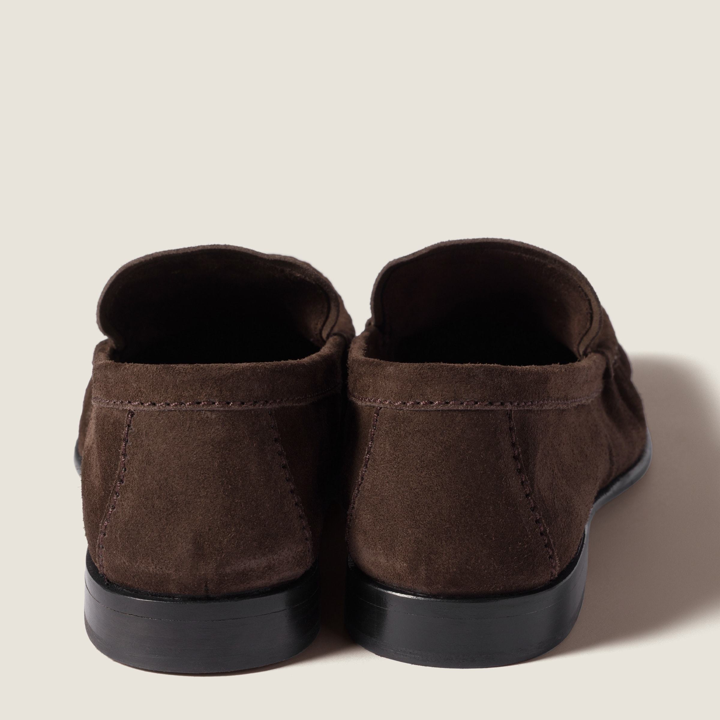 Miu Miu Logo-print Suede Loafers In Brown