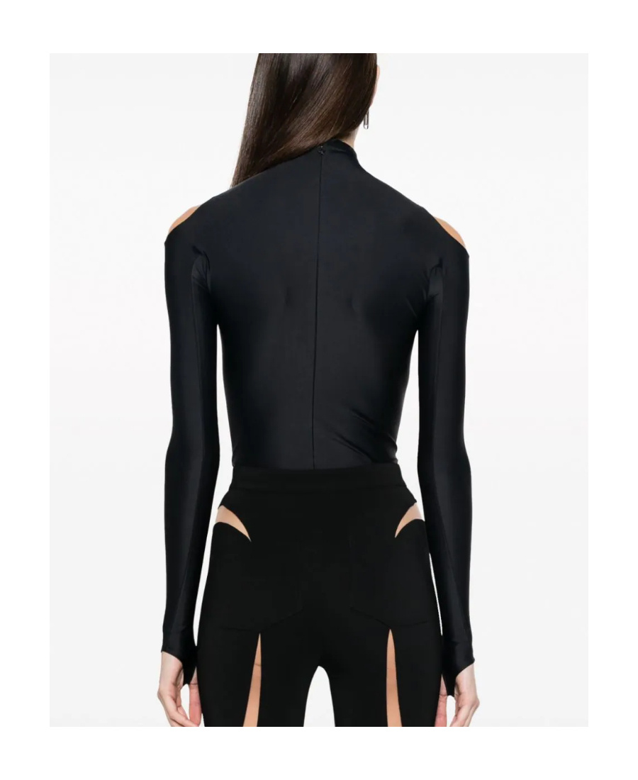 Mugler Long-sleeved Jumpsuit In Black