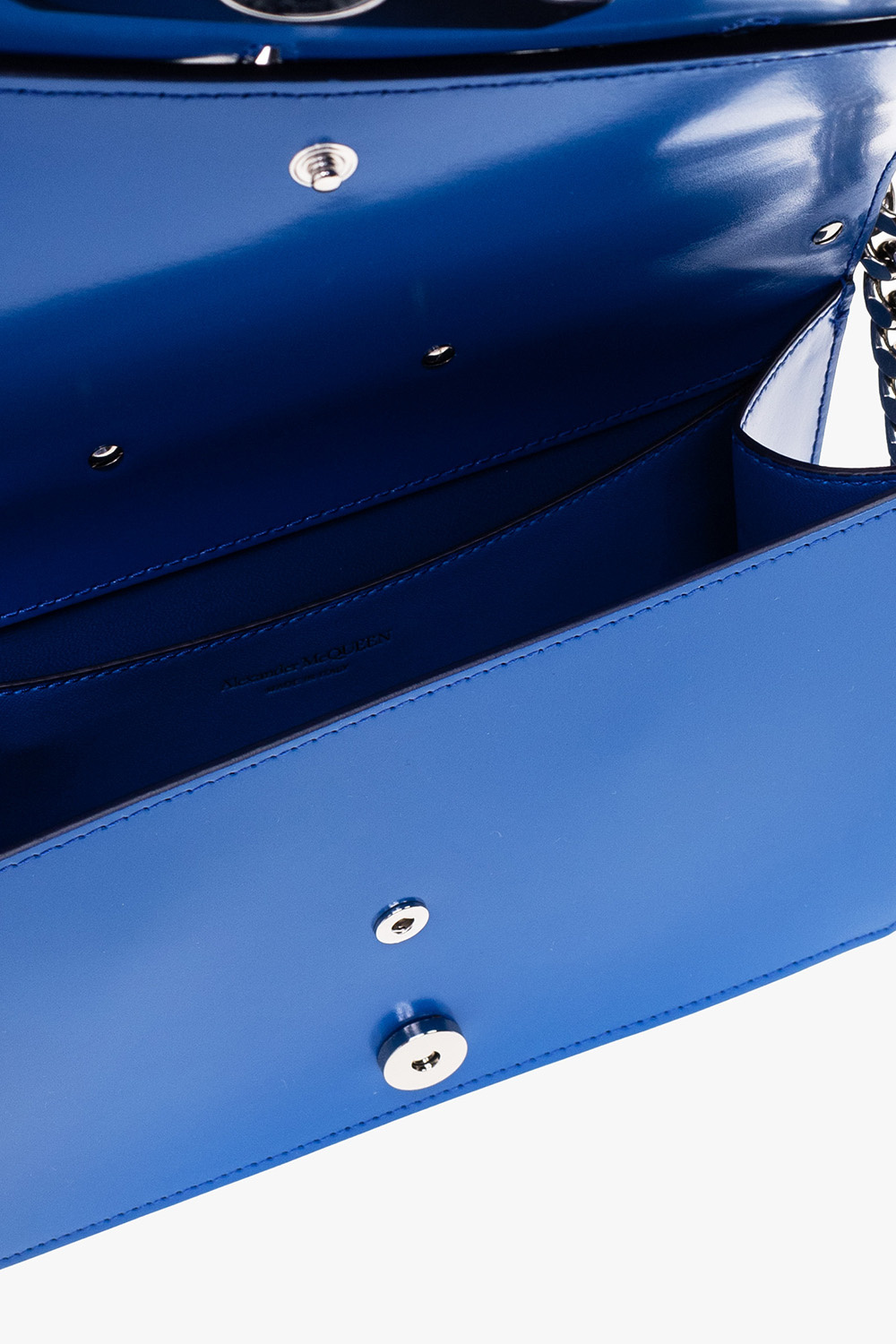 Alexander Mcqueen Four Ring Leather Satchel Bag In Blue