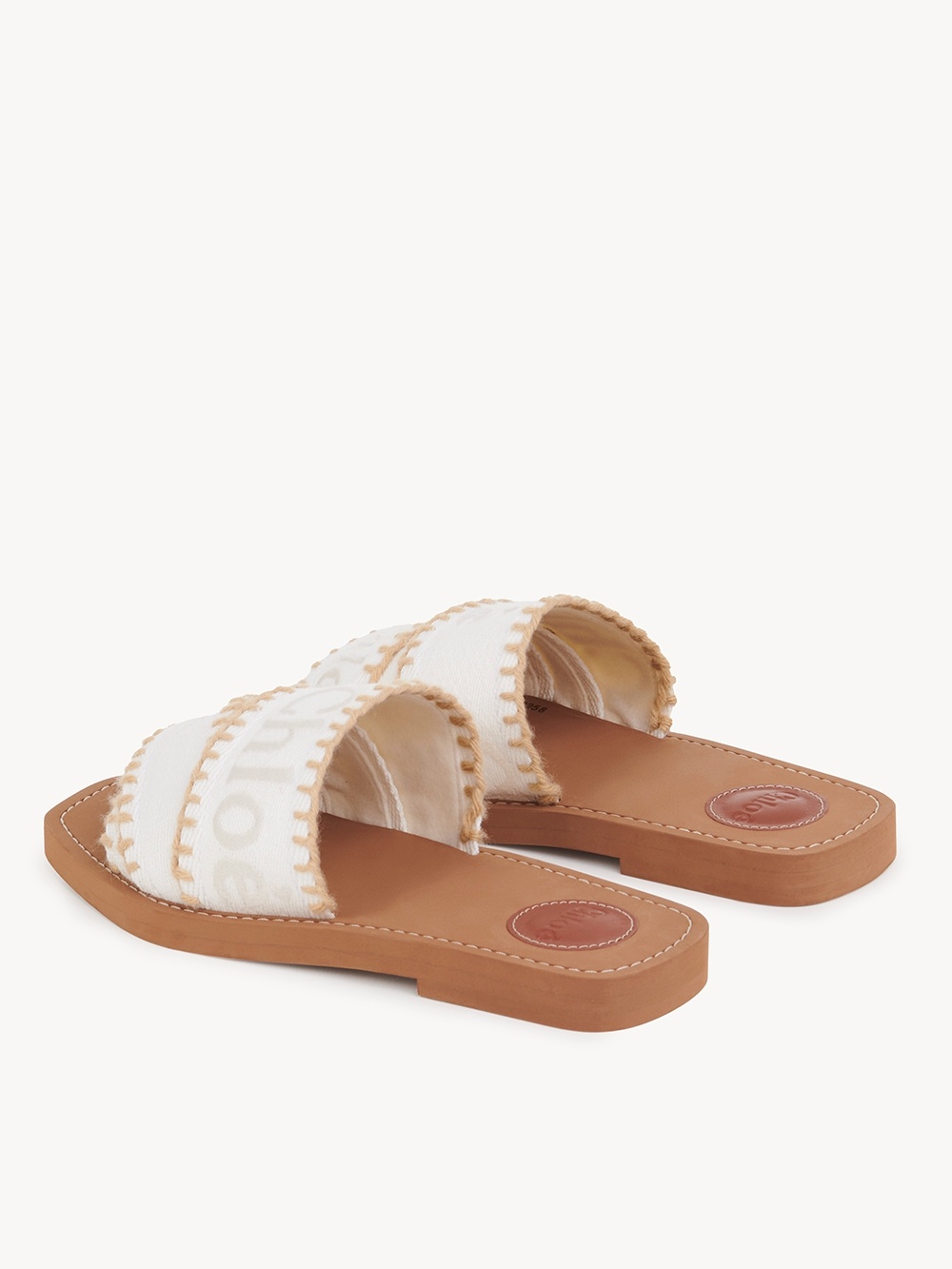 Chloé Beige Woody Sandals In White