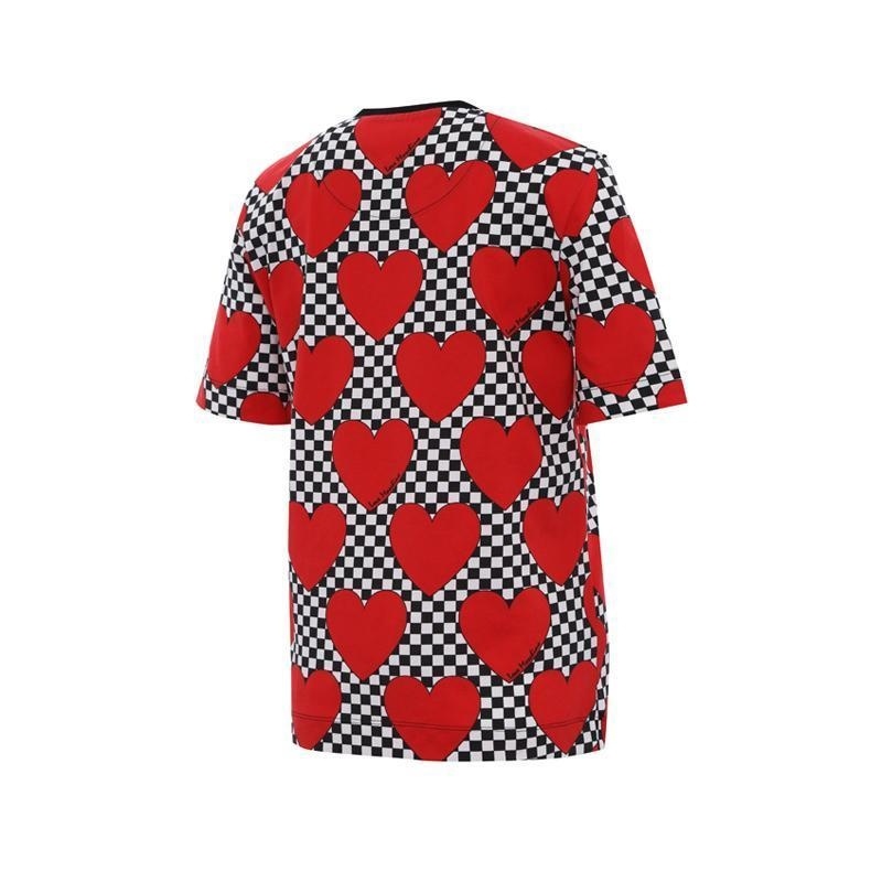 Moschino Checkered Love Printed T-shirt In Red
