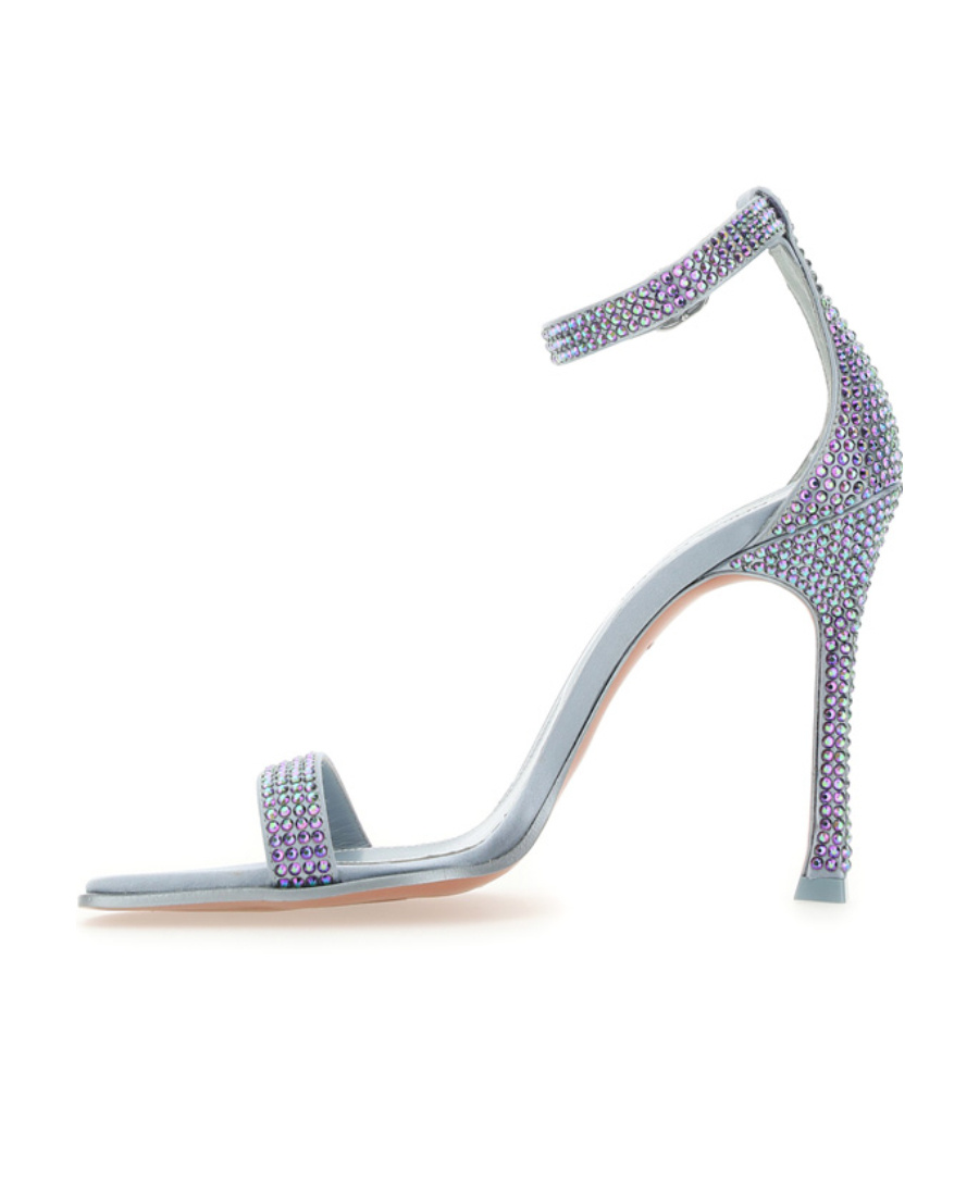 Amina Muaddi Open-toed High-heeled Sandals In Gray
