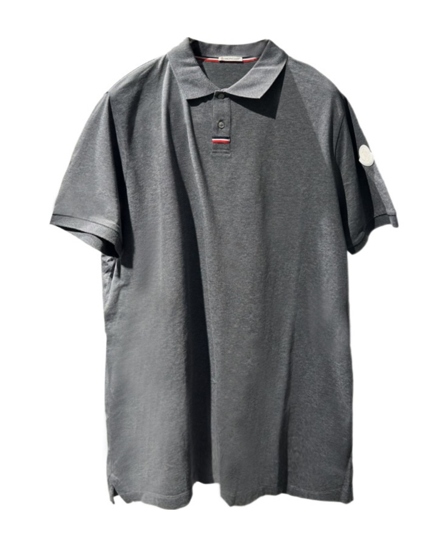Moncler Logo Short-sleeved Polo Shirt In Gray