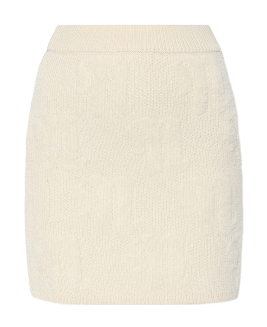 Nanushka Logo-motif Knitted Mini Skirt In White