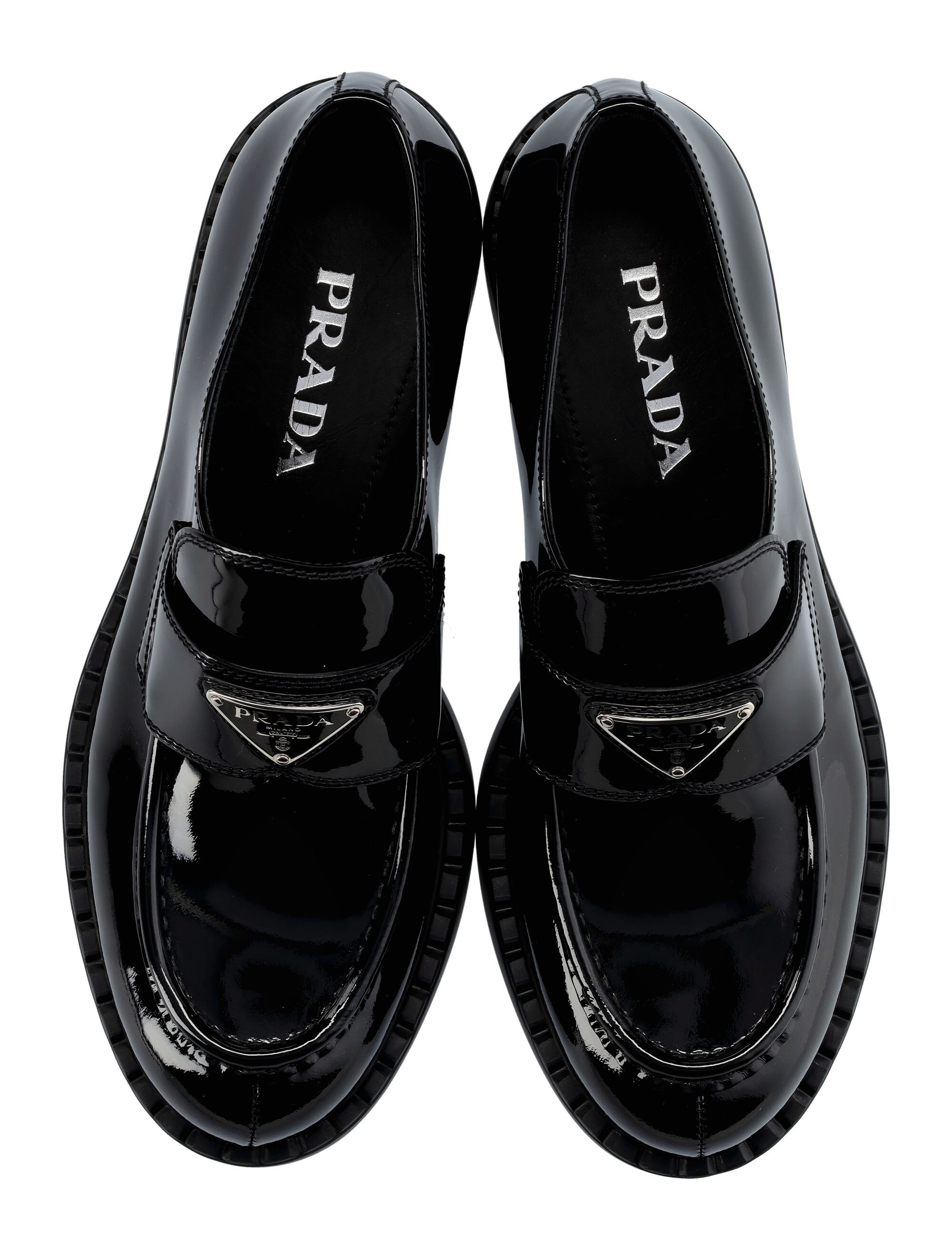 Prada Brushed Leather Loafers In Black
