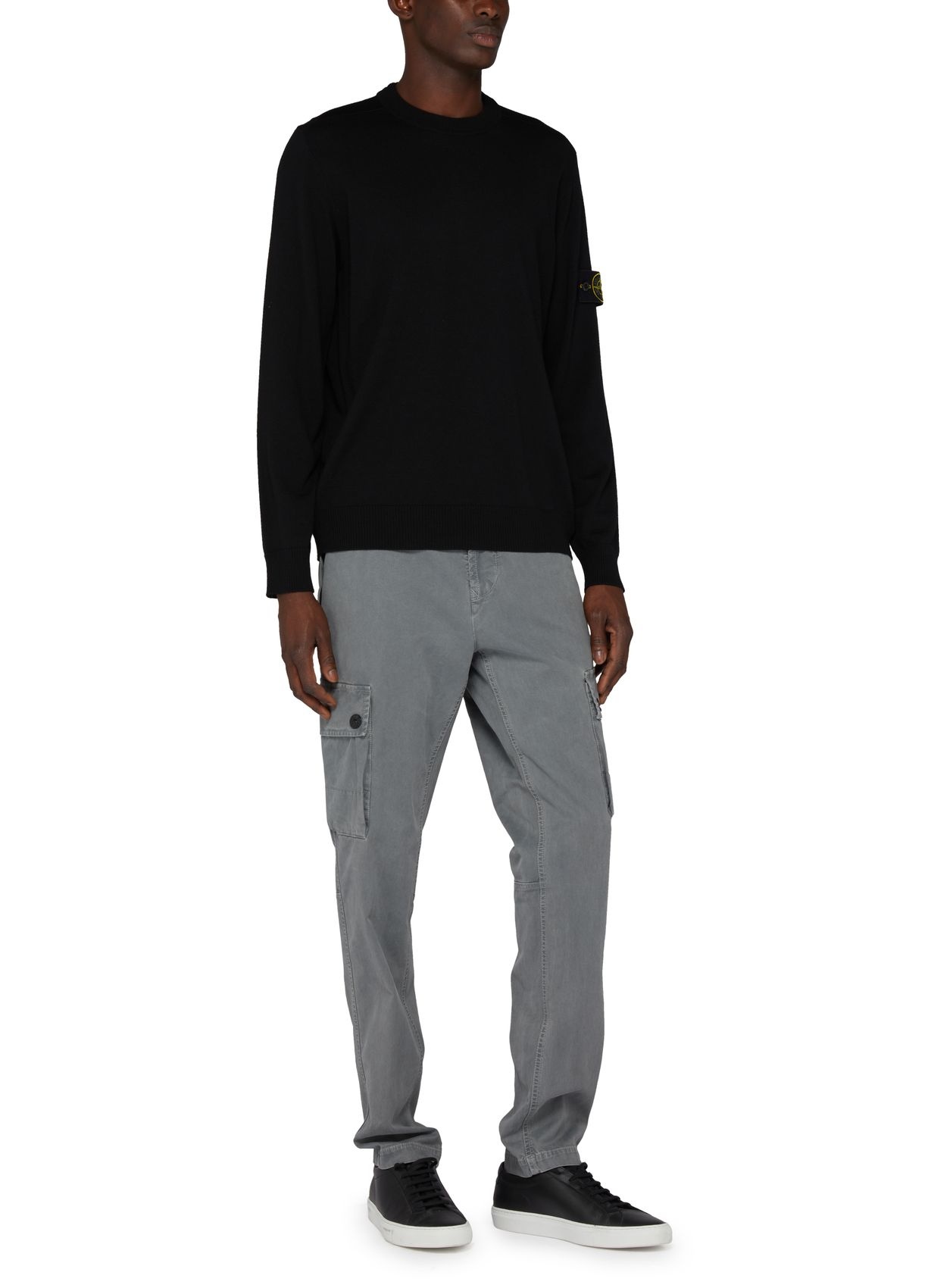 Shop Stone Island Logo Sticker Sweater In Black