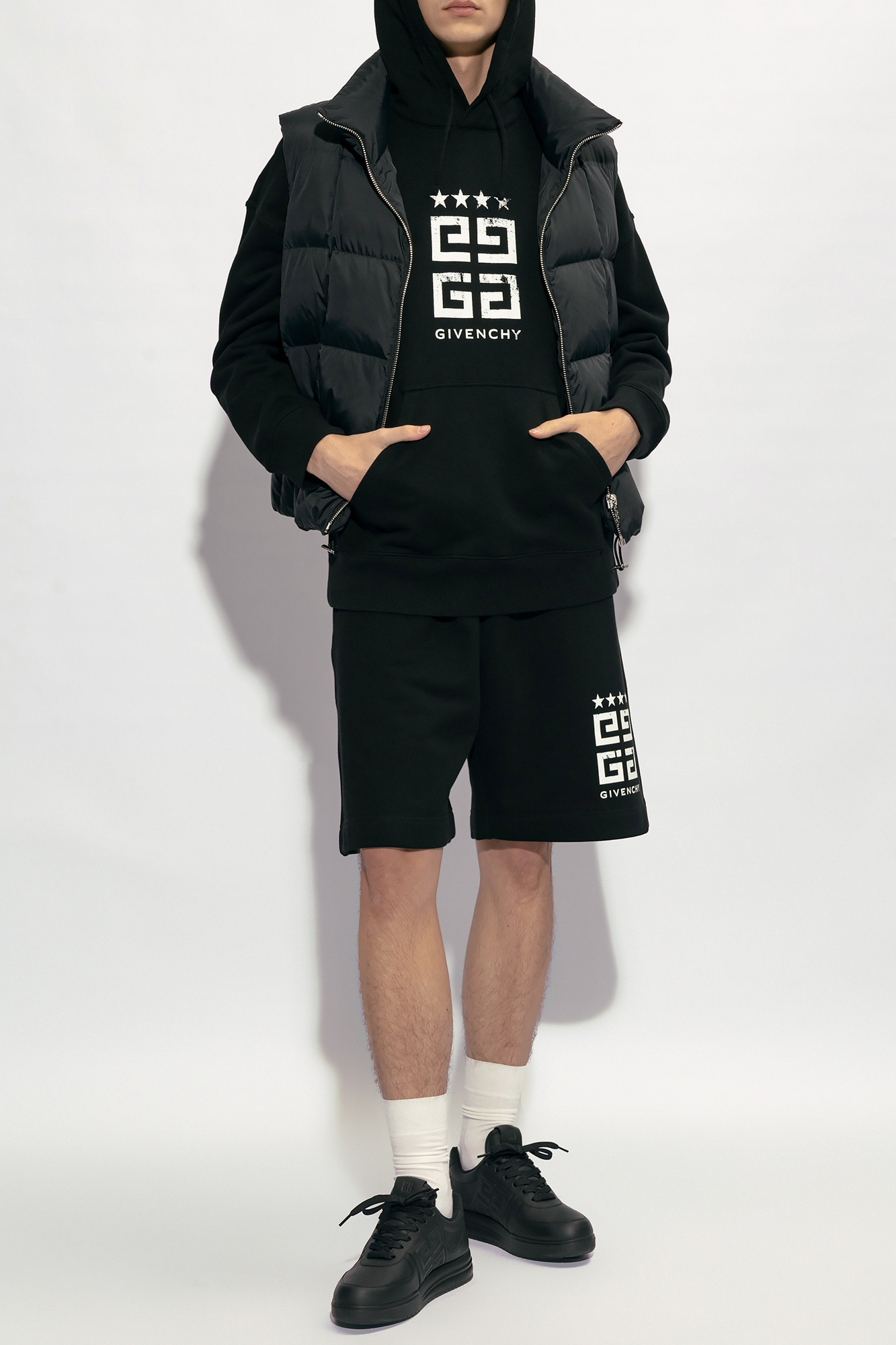 Givenchy Logo Printed Drawstring Hoodie In Black