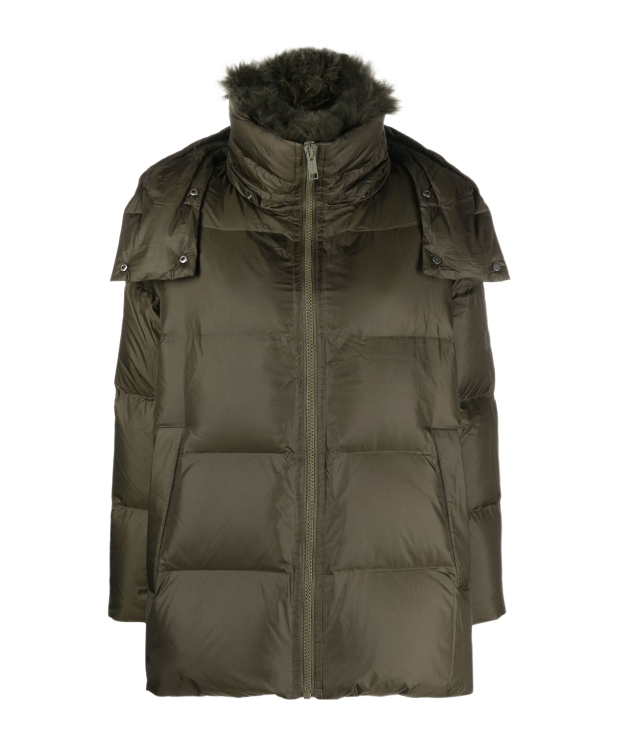 Shop Yves Salomon Long-sleeved Down Jacket In Green