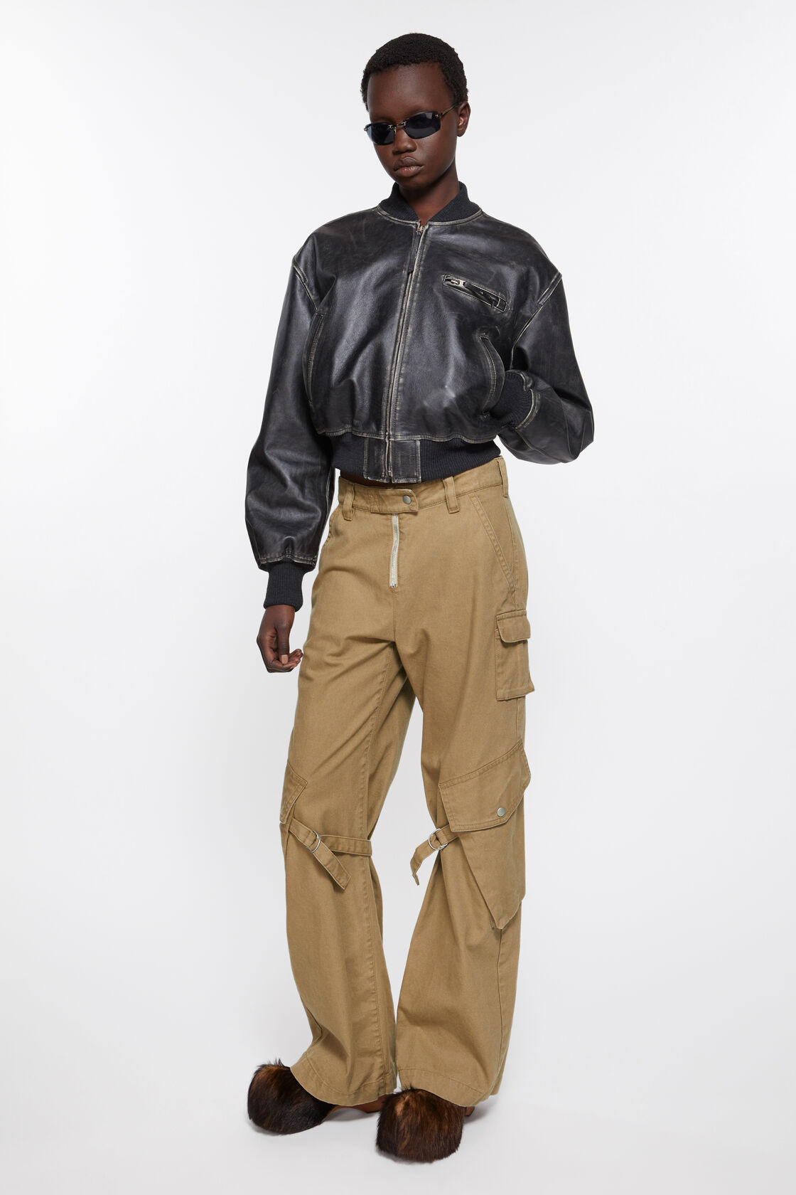Acne Studios Straight Cotton Cargo Trousers In Green