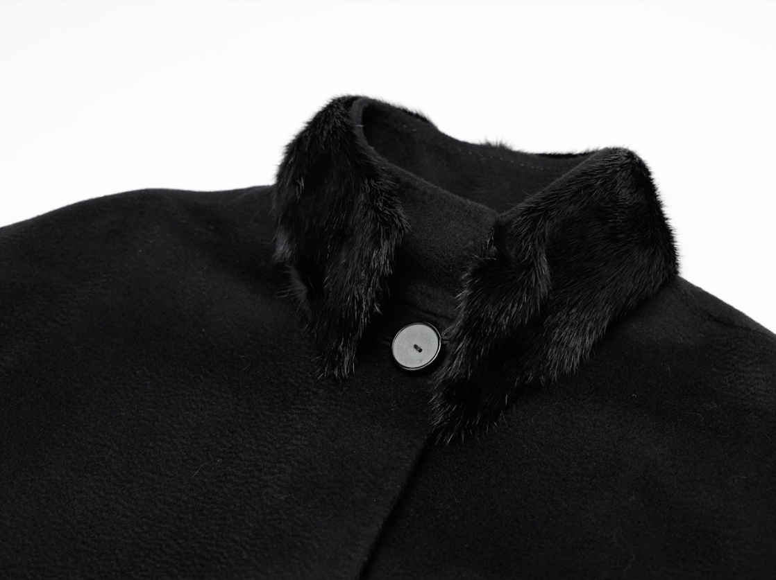 Max Mara Fur Collar Coat In Black
