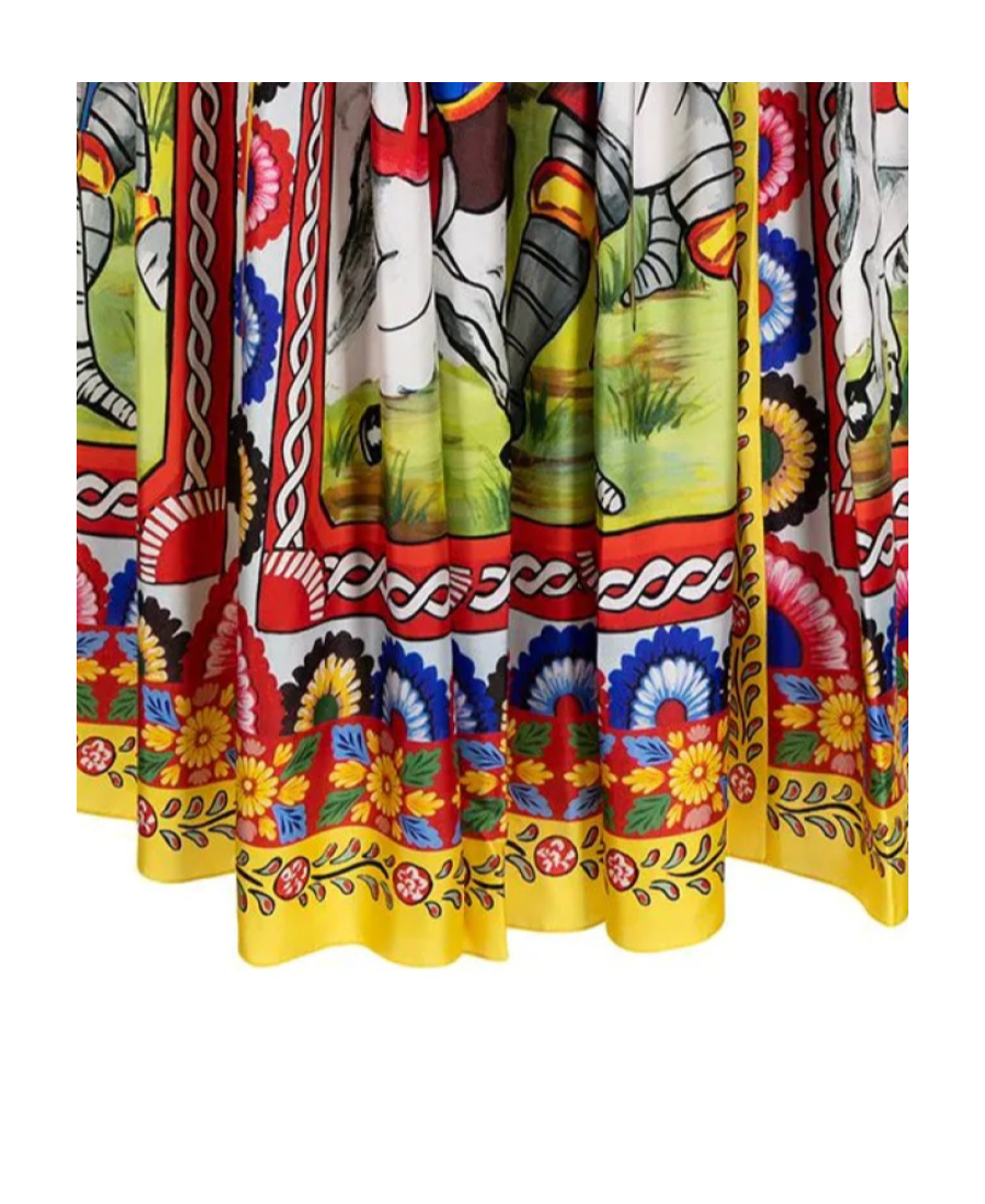 Dolce & Gabbana Carretto Print Pleated Silk Twill Midi Skirt In Multicolor