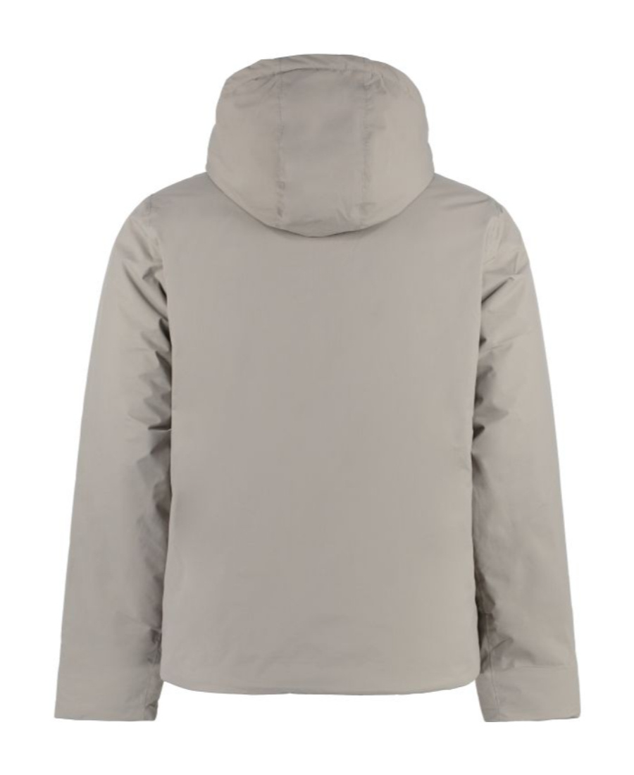 K-way Nylon Jacket With Hood And Drawstrings In Gray