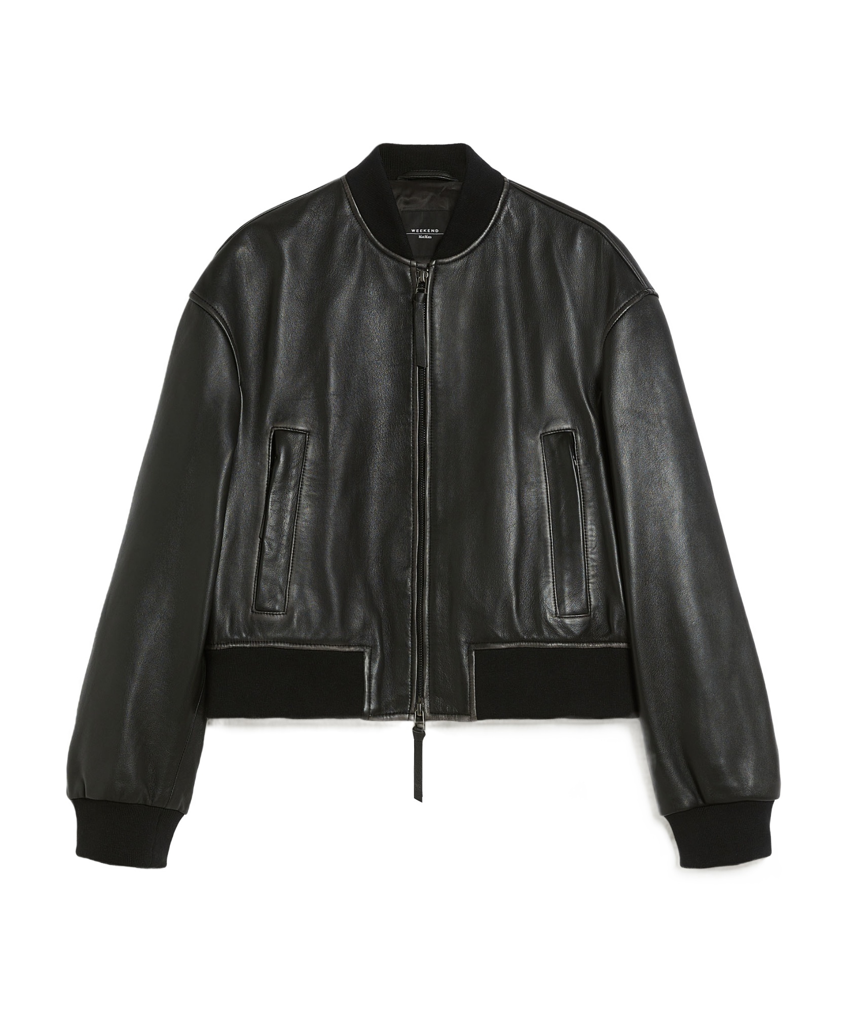 Weekend Max Mara Syntethic Leather Jacket With Zip In Black