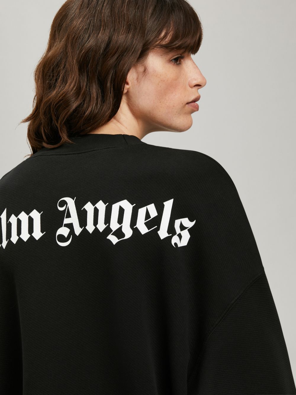 Palm Angels Logo-print Long-sleeve Sweatshirt In Black