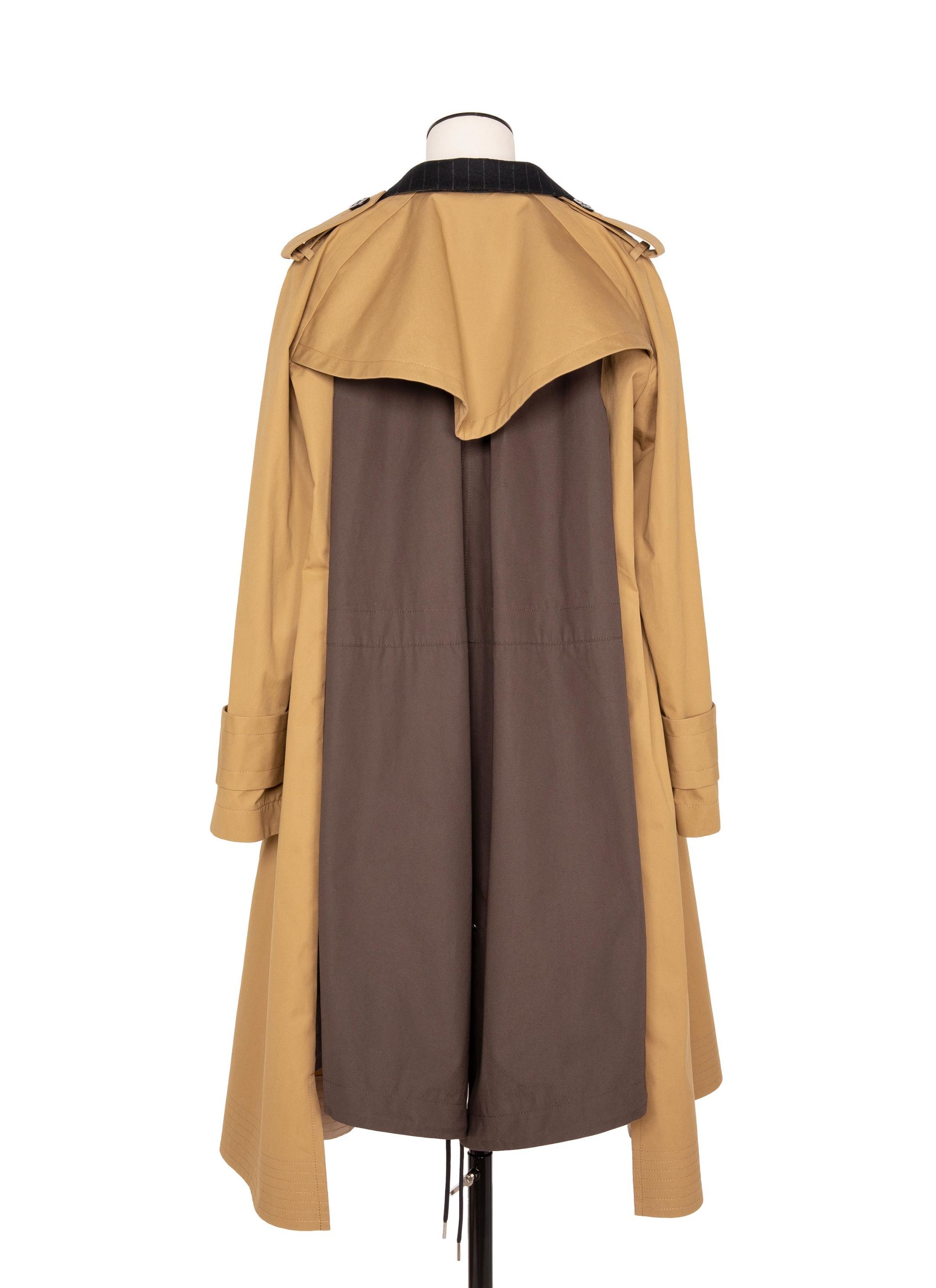 Sacai Pinstripe Detailed Panelled Trench Coat In Nude