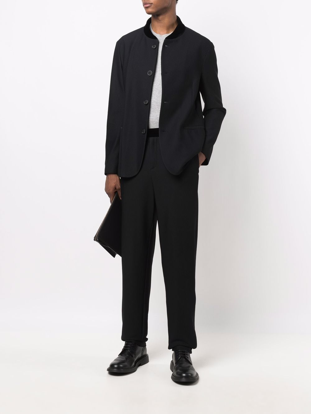 Giorgio Armani Contrast-trim Single-breasted Blazer In Black