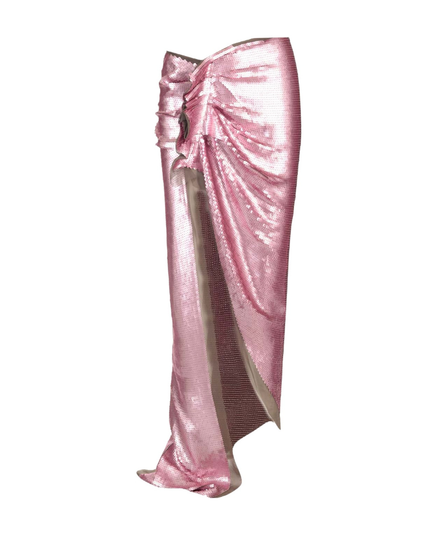 Rick Owens Long Skirt In Silk Chiffon With Sequins Skirts Rose In Pink