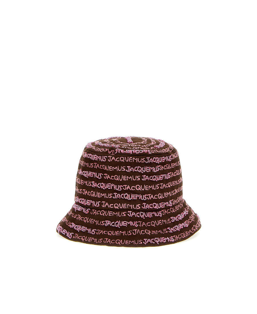 Shop Jacquemus Logo Canvas Fisherman's Hat In Brown