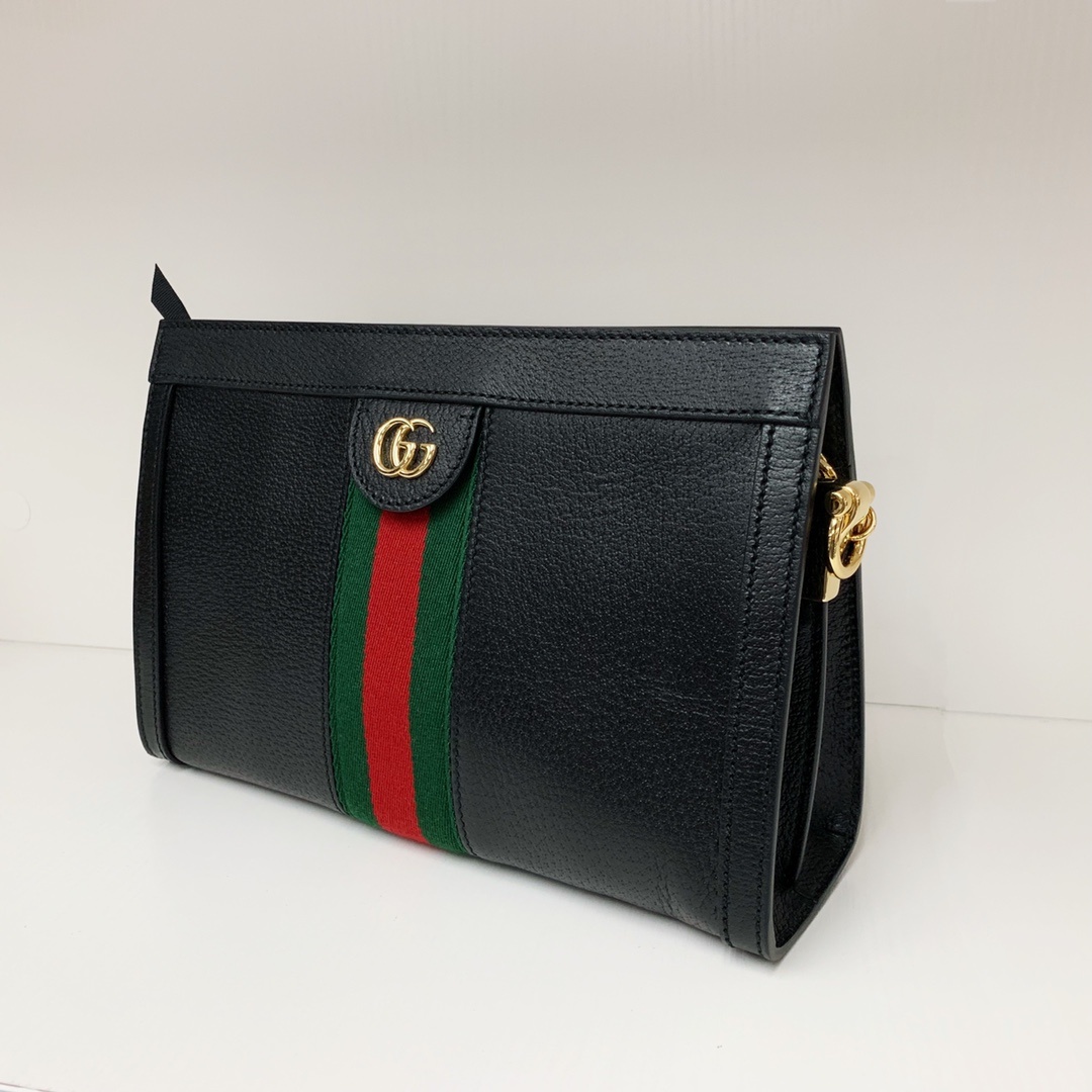 Gucci Ophidia Small Leather Shoulder Bag In Black